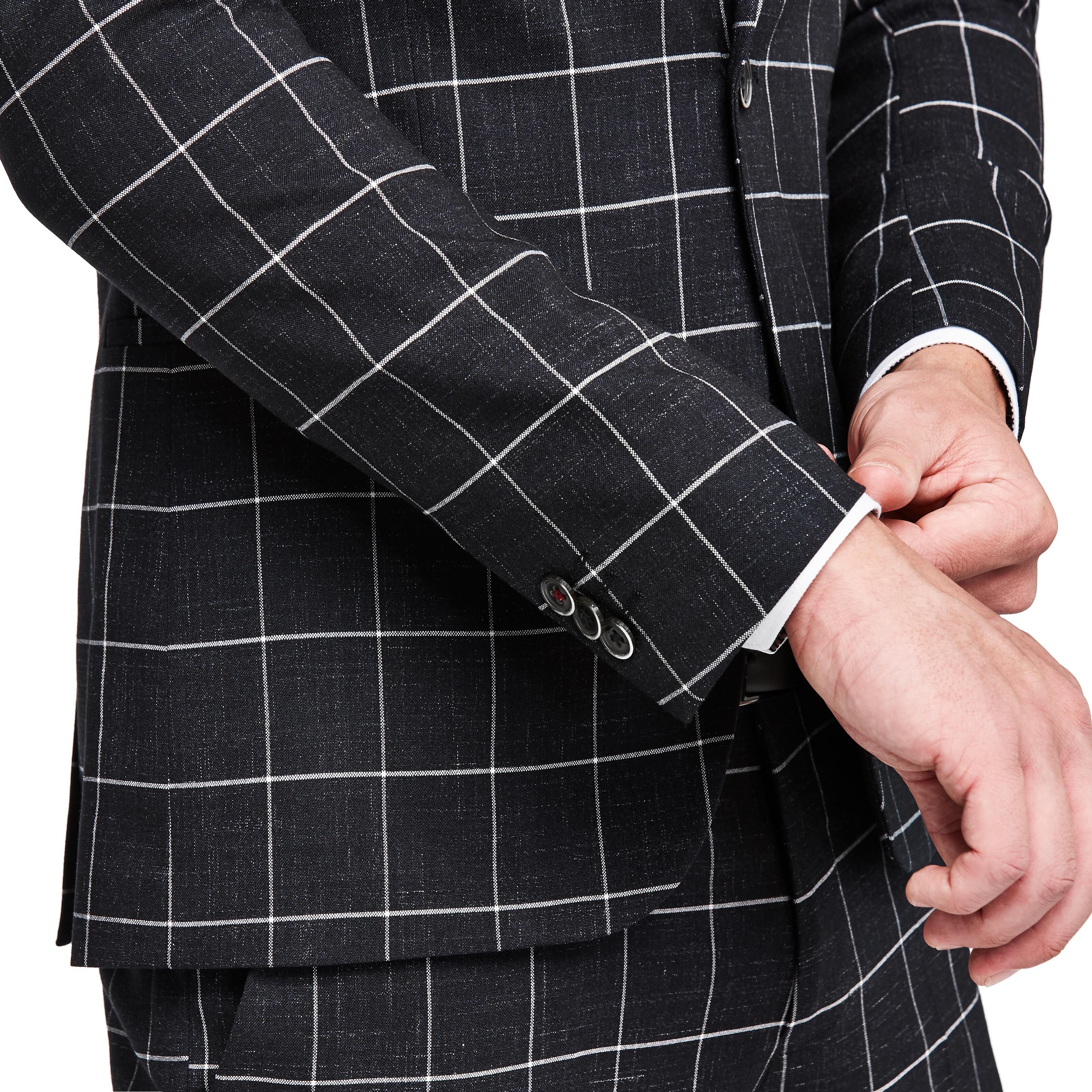 Black and white sale plaid suit jacket